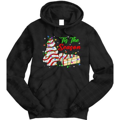 Tis' The Season Christmas Tree Cakes Debbie Xmas Tie Dye Hoodie