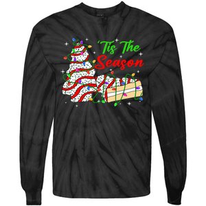 Tis' The Season Christmas Tree Cakes Debbie Xmas Tie-Dye Long Sleeve Shirt