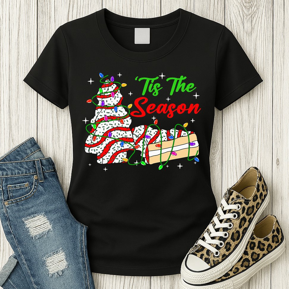 Tis' The Season Christmas Tree Cakes Debbie Xmas Womens T-Shirt