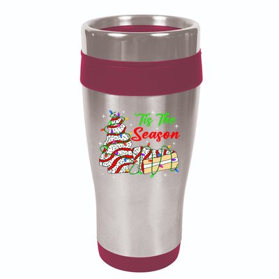 Tis' The Season Christmas Tree Cakes Debbie Xmas 16oz Travel Tumbler