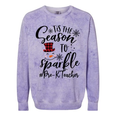 Tis The Season To Xmas Snow Prek Teacher Great Gift Colorblast Crewneck Sweatshirt