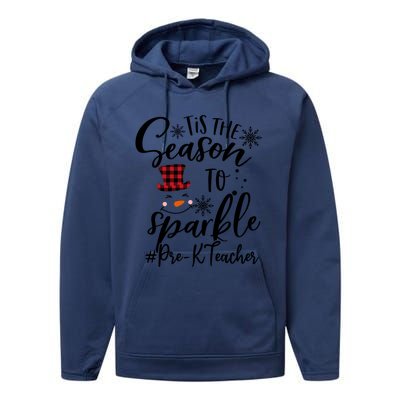 Tis The Season To Xmas Snow Prek Teacher Great Gift Performance Fleece Hoodie