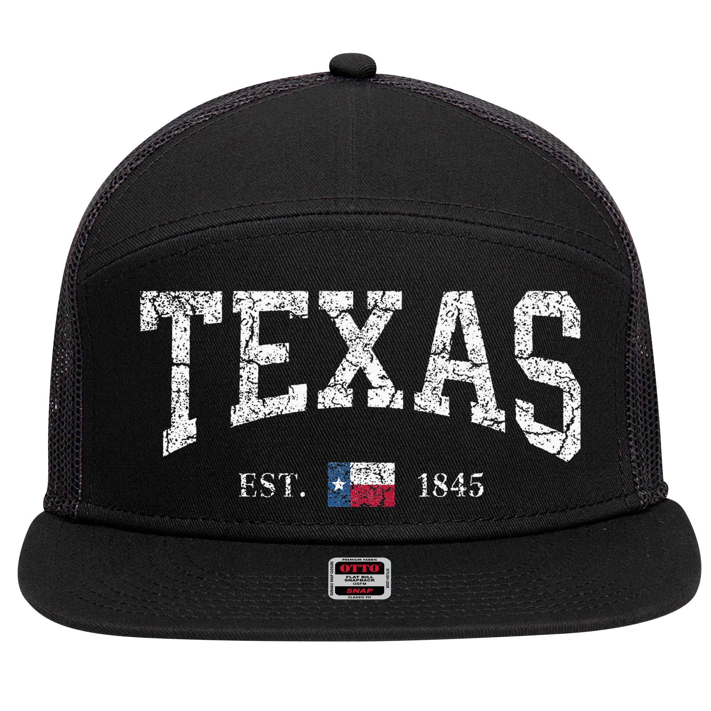 Texas  Texas State Flag Distressed 7 Panel Mesh Trucker Snapback Hat