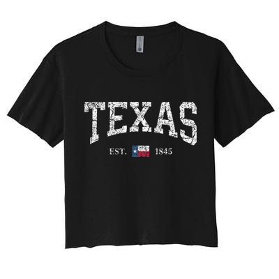 Texas  Texas State Flag Distressed Crop Top