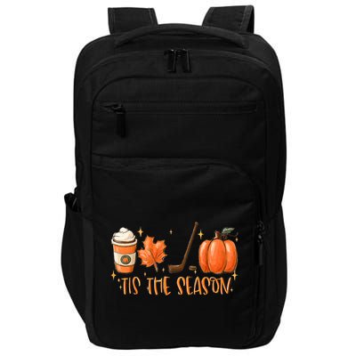 Tis The Season Hockey Latte Leaves Hello Pumpkin Halloween Gift Impact Tech Backpack