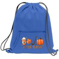 Tis The Season Hockey Latte Leaves Hello Pumpkin Halloween Gift Sweatshirt Cinch Pack Bag