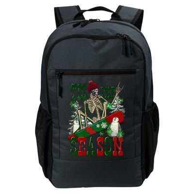 Tis The Season Skeleton Snowboard Christmas Daily Commute Backpack