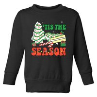 Tis' The Season Christmas Tree Cakes Debbie Groovy Toddler Sweatshirt