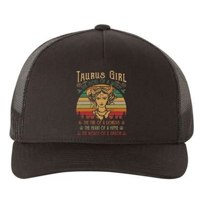 Taurus The Soul of a Witch The fire of a Lioness Hippie Yupoong Adult 5-Panel Trucker Hat