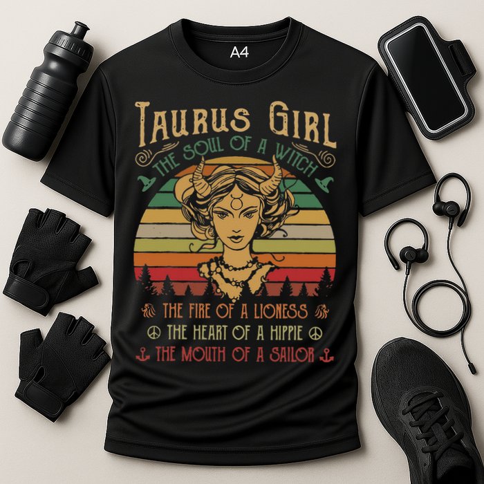 Taurus The Soul of a Witch The fire of a Lioness Hippie Performance Shirt