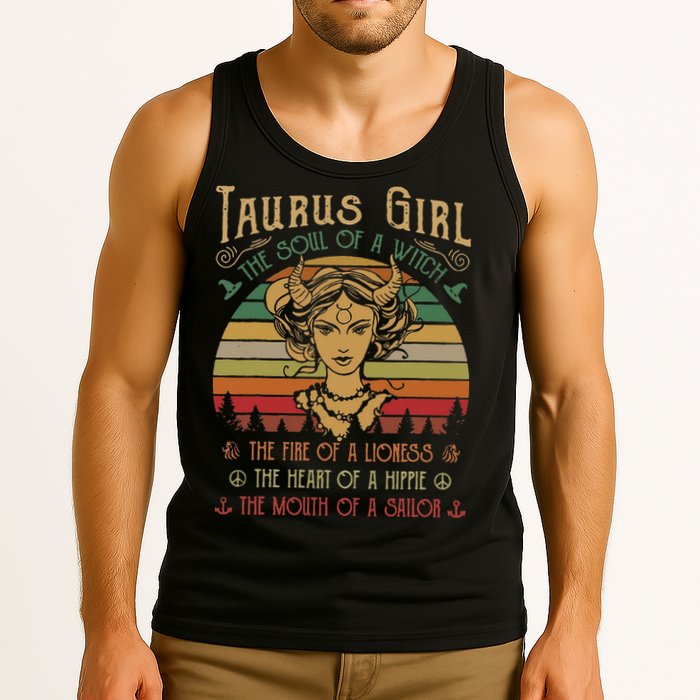 Taurus The Soul of a Witch The fire of a Lioness Hippie Tank Top