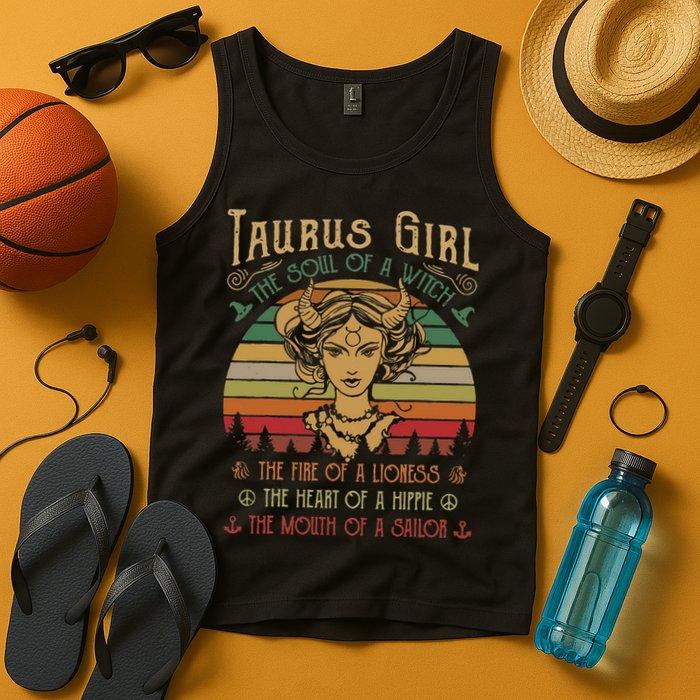 Taurus The Soul of a Witch The fire of a Lioness Hippie Tank Top