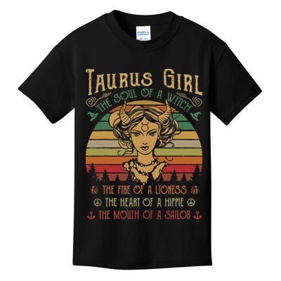 Taurus The Soul of a Witch The fire of a Lioness Hippie Kids T-Shirt