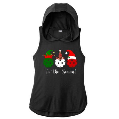 Tis The Season Pickleball Christmas Festive Ladies PosiCharge Tri-Blend Wicking Draft Hoodie Tank