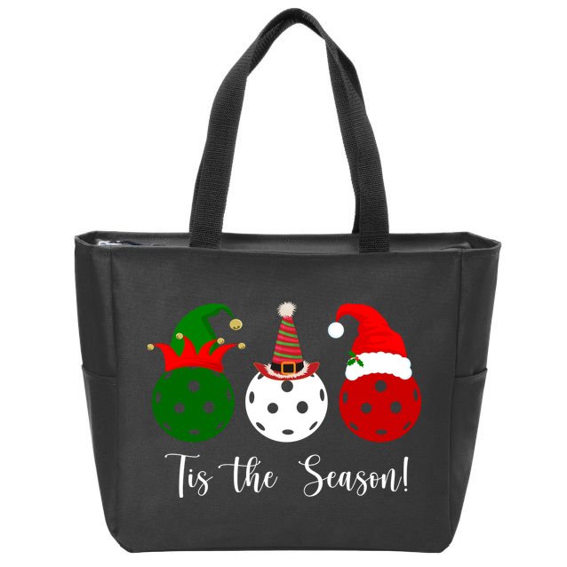 Tis The Season Pickleball Christmas Festive Zip Tote Bag