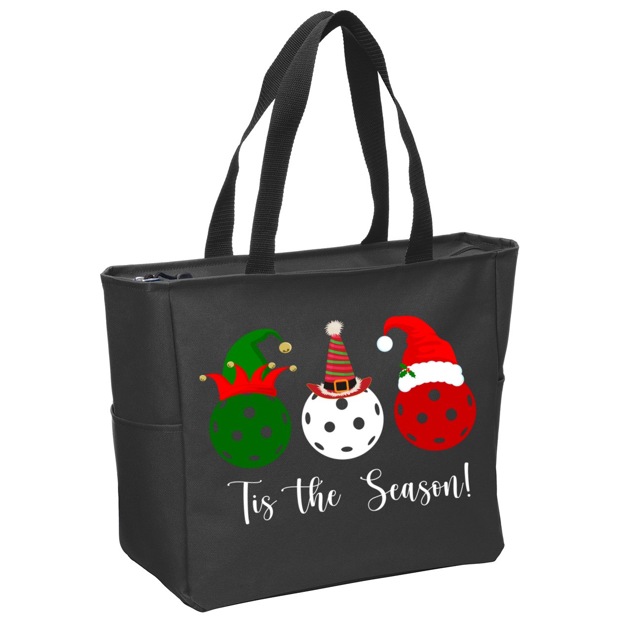 Tis The Season Pickleball Christmas Festive Zip Tote Bag