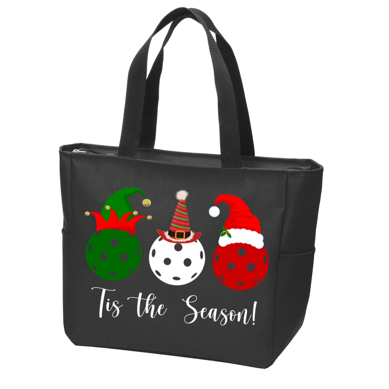 Tis The Season Pickleball Christmas Festive Zip Tote Bag