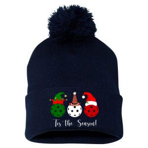 Tis The Season Pickleball Christmas Festive Pom Pom 12in Knit Beanie