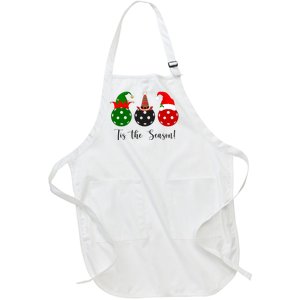 Tis The Season Pickleball Christmas Festive Full-Length Apron With Pockets