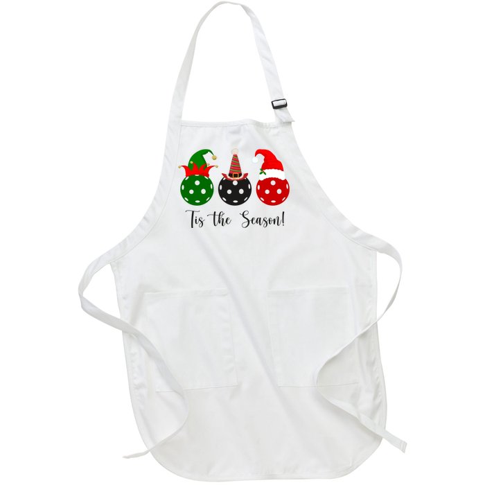 Tis The Season Pickleball Christmas Festive Full-Length Apron With Pockets