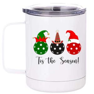 Tis The Season Pickleball Christmas Festive 12 oz Stainless Steel Tumbler Cup