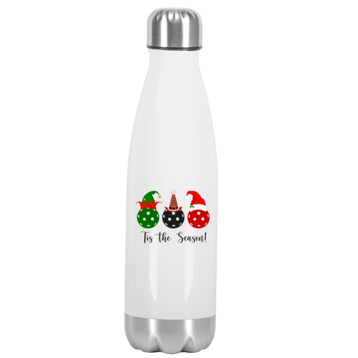 Tis The Season Pickleball Christmas Festive Stainless Steel Insulated Water Bottle