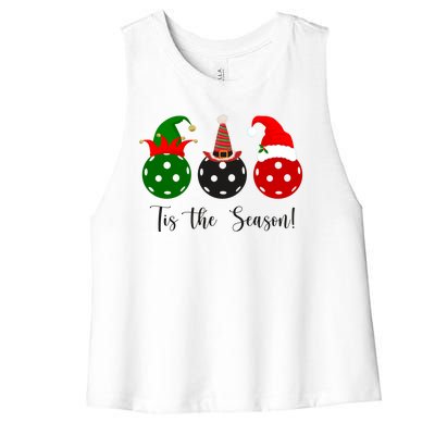 Tis The Season Pickleball Christmas Festive Women's Racerback Cropped Tank