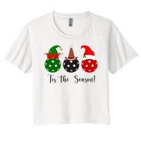 Tis The Season Pickleball Christmas Festive Women's Crop Top Tee