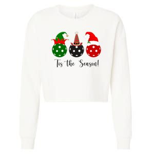 Tis The Season Pickleball Christmas Festive Cropped Pullover Crew