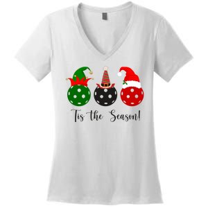 Tis The Season Pickleball Christmas Festive Women's V-Neck T-Shirt