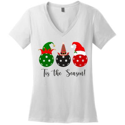 Tis The Season Pickleball Christmas Festive Women's V-Neck T-Shirt