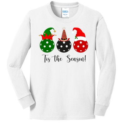 Tis The Season Pickleball Christmas Festive Kids Long Sleeve Shirt