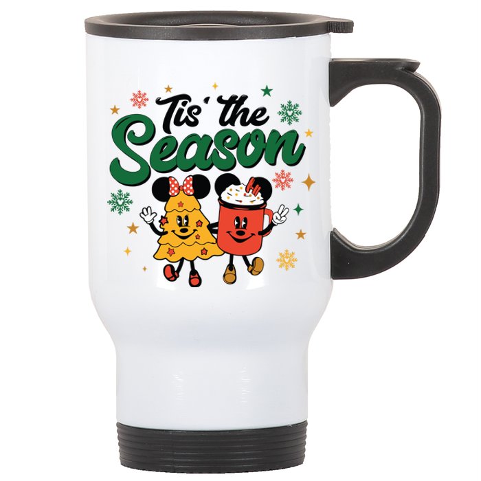 Tis The Season Christmas Holiday Hot Cocoa Mouse Mice Stainless Steel Travel Mug