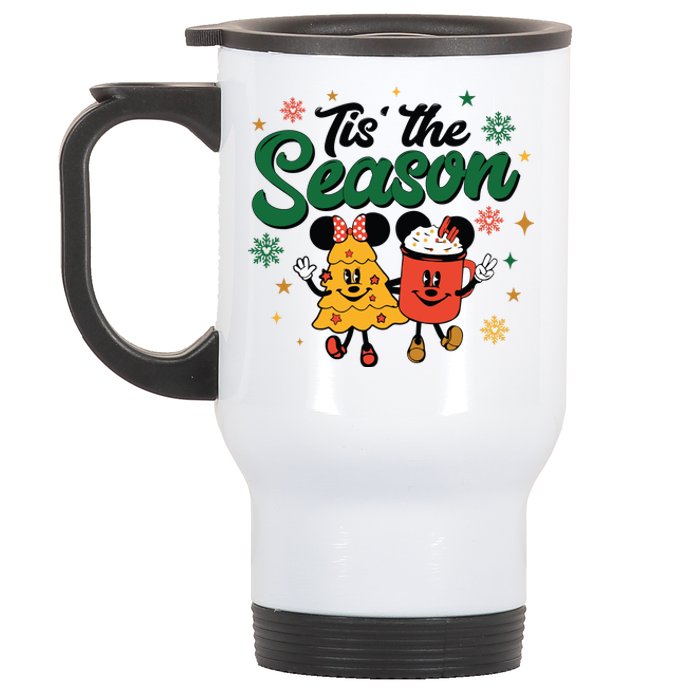 Tis The Season Christmas Holiday Hot Cocoa Mouse Mice Stainless Steel Travel Mug