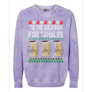 Tis The Season For Tamales Mexican Ugly Christmas Gift Colorblast Crewneck Sweatshirt