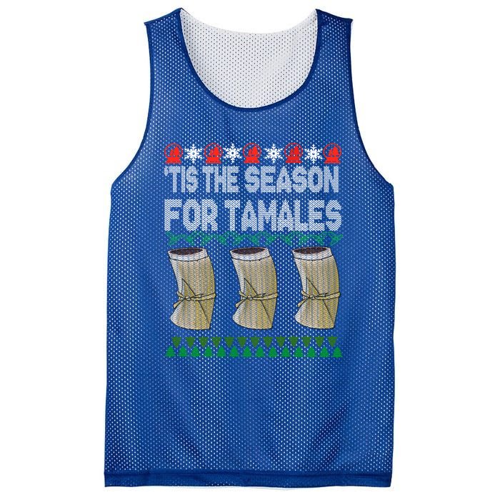 Tis The Season For Tamales Mexican Ugly Christmas Gift Mesh Reversible Basketball Jersey Tank