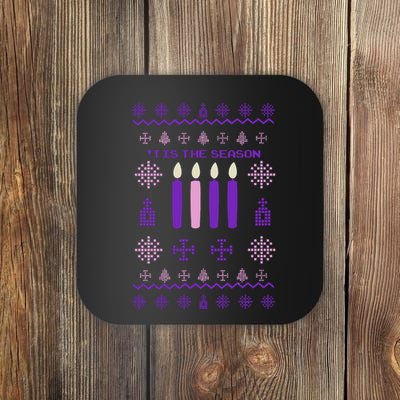 Tis The Season Ugly Sweater Christmas Xmas Advent Catholic Long Sleeve Coaster