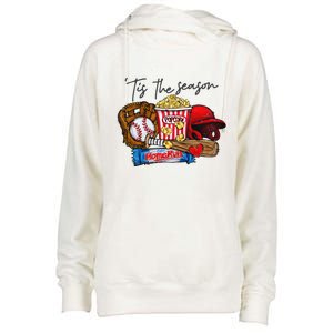 Tis The Season Baseball Team Lover Womens Funnel Neck Pullover Hood