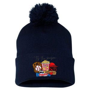 Tis The Season Baseball Team Lover Pom Pom 12in Knit Beanie