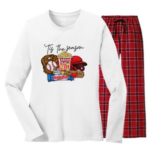 Tis The Season Baseball Team Lover Women's Long Sleeve Flannel Pajama Set 