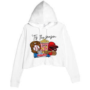 Tis The Season Baseball Team Lover Crop Fleece Hoodie