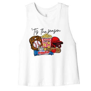 Tis The Season Baseball Team Lover Women's Racerback Cropped Tank