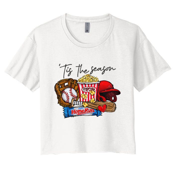 Tis The Season Baseball Team Lover Women's Crop Top Tee