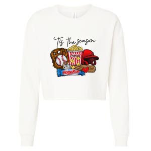 Tis The Season Baseball Team Lover Cropped Pullover Crew