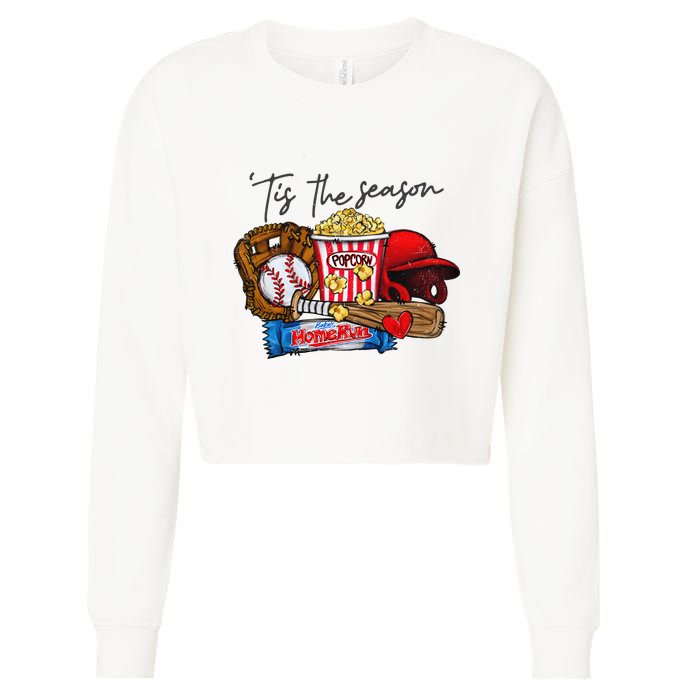 Tis The Season Baseball Team Lover Cropped Pullover Crew