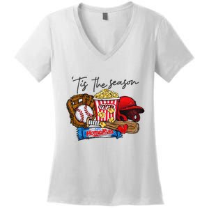 Tis The Season Baseball Team Lover Women's V-Neck T-Shirt