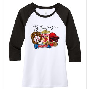 Tis The Season Baseball Team Lover Women's Tri-Blend 3/4-Sleeve Raglan Shirt