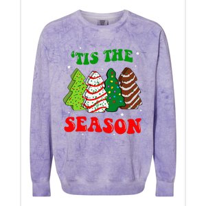 Tis' The Season Christmas Tree Cakes Debbie Groovy Colorblast Crewneck Sweatshirt