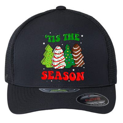 Tis' The Season Christmas Tree Cakes Debbie Groovy Flexfit Unipanel Trucker Cap