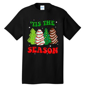 Tis' The Season Christmas Tree Cakes Debbie Groovy Tall T-Shirt